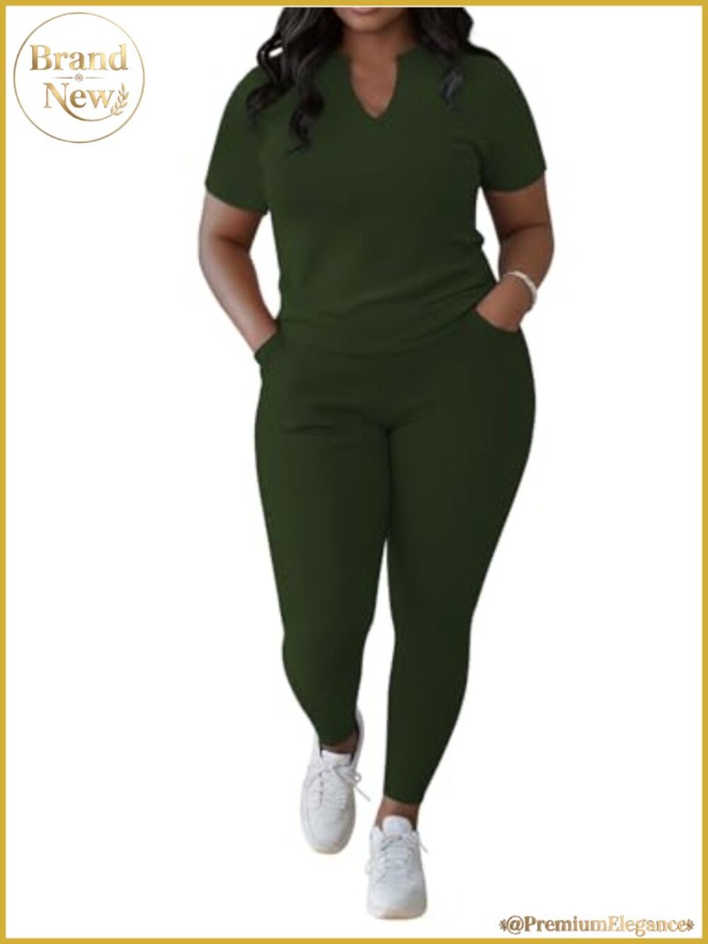 Women's 2 Piece V-Neck Short Sleeve Top Long Pants Lounge Set